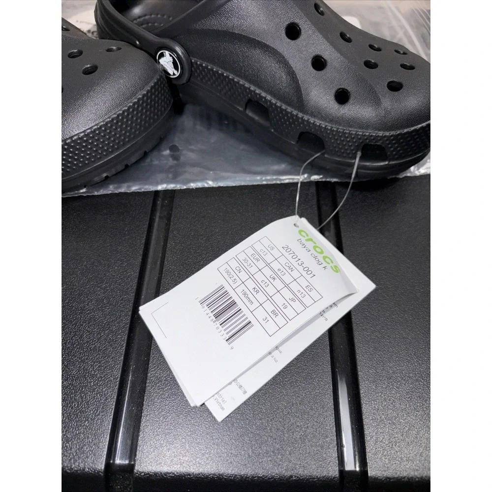 Crocs Kids Baya Clog K Kids Black Iconic Comfort Slipons Size Youth US C13- NWT
